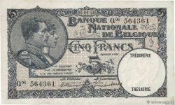 5 Francs BELGIUM  1926 P.093 VF+