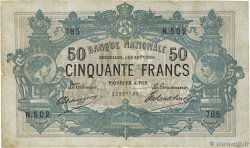 50 Francs BELGIUM  1908 P.063f F