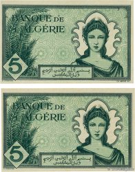 5 Francs Consécutifs ALGERIA  1942 P.091 UNC-