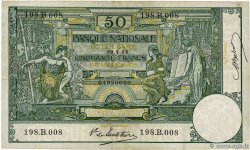 50 Francs BELGIUM  1914 P.068a VF