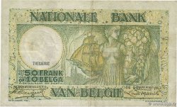 50 Francs - 10 Belgas BELGIUM  1936 P.106 VF