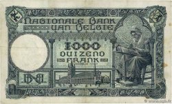 1000 Francs BÉLGICA  1922 P.096 BC