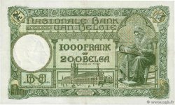 1000 Francs - 200 Belgas BELGIUM  1939 P.104 VF+