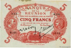 5 Francs Cabasson rouge REUNION ISLAND  1938 P.14 AU