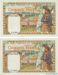 50 Francs Consécutifs ALGÉRIE  1942 P.087 NEUF