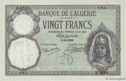 20 Francs ALGÉRIE  1928 P.078b pr.NEUF