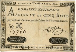 5 Livres FRANCE  1791 Ass.20a