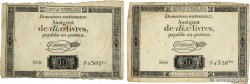 10 Livres filigrane républicain  Lot FRANCIA  1792 Ass.36c