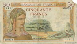 50 Francs CÉRÈS modifié FRANKREICH  1938 F.18.17