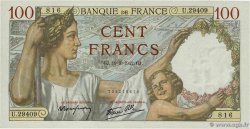 100 Francs SULLY FRANKREICH  1942 F.26.68 fST+