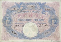 50 Francs BLEU ET ROSE FRANCIA  1913 F.14.26 MBC