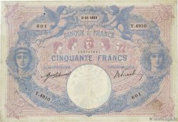 50 Francs BLEU ET ROSE FRANKREICH  1913 F.14.26 fSS