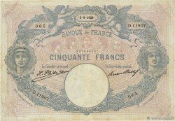 50 Francs BLEU ET ROSE FRANCE  1926 F.14.39 F+