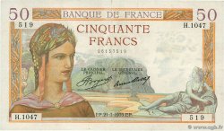 50 Francs CÉRÈS FRANKREICH  1935 F.17.06 fVZ