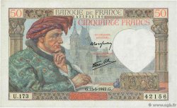 50 Francs JACQUES CŒUR FRANCE  1942 F.19.20 SUP