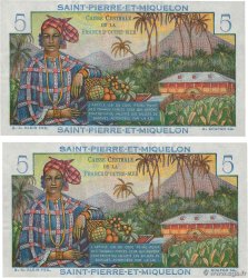 5 Francs Bougainville Consécutifs SAINT PIERRE ET MIQUELON  1946 P.22 NEUF