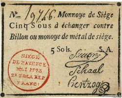 5 Sous FRANCE regionalism and miscellaneous Mayence 1793 Kol.027 XF