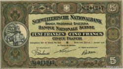 5 Francs SUISSE  1916 P.11c BB