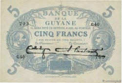 5 Francs Cabasson bleu FRENCH GUIANA  1942 P.01d VF