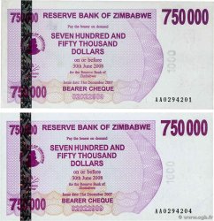 750000 Dollars Lot ZIMBABUE  2007 P.52