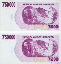 750000 Dollars Lot ZIMBABWE  2007 P.52 SUP+