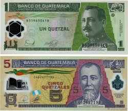 1 et 5 Quetzales Lot GUATEMALA  2006 P.109 et P.122a FDC