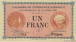 1 Franc FRANCE régionalisme et divers Annecy 1916 JP.010.05 SPL