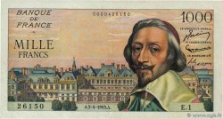 1000 Francs RICHELIEU FRANCE  1953 F.42.01 TTB+