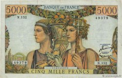 5000 Francs TERRE ET MER FRANCE  1956 F.48.12 VF-