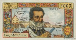 5000 Francs HENRI IV FRANKREICH  1958 F.49.07 fVZ