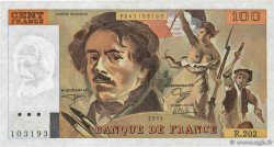 100 Francs DELACROIX imprimé en continu FRANKREICH  1991 F.69bis.03c1 ST