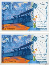 50 Francs SAINT-EXUPÉRY modifié Consécutifs FRANCE  1994 F.73.01b UNC