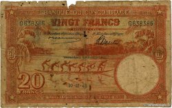 20 Francs BELGIAN CONGO  1942 P.15B