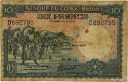 10 Francs BELGIAN CONGO  1944 P.14D