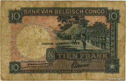 10 Francs BELGISCH-KONGO  1944 P.14D SGE