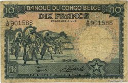 10 Francs CONGO BELGA  1949 P.14E