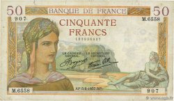 50 Francs CÉRÈS modifié FRANCE  1937 F.18.01 TB