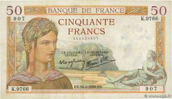 50 Francs CÉRÈS modifié FRANKREICH  1939 F.18.22 SS