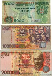 5000, 20000 et 10000 Cedis Lot GHANA  2003 P.34i, P.35b et P.36 TB