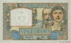 20 Francs TRAVAIL ET SCIENCE FRANCE  1941 F.12.17 VF+