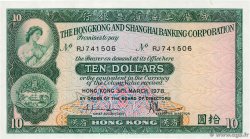 10 Dollars HONG KONG  1978 P.182h NEUF