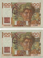 100 Francs JEUNE PAYSAN Consécutifs FRANKREICH  1953 F.28.40