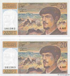 20 Francs DEBUSSY à fil de sécurité Consécutifs FRANCE  1990 F.66bis.01A27 UNC-