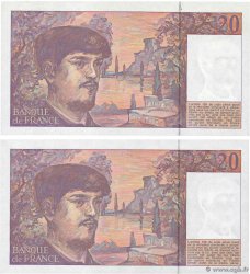 20 Francs DEBUSSY à fil de sécurité Consécutifs FRANCIA  1990 F.66bis.01A27 q.FDC