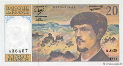 20 Francs DEBUSSY à fil de sécurité FRANKREICH  1990 F.66bis.01A29 fST+