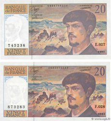 20 Francs DEBUSSY à fil de sécurité Lot FRANCIA  1990 F.66bis.01 q.FDC