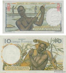 5 et 10 Francs Lot FRENCH WEST AFRICA  1948 P.36 et P.37 AU+
