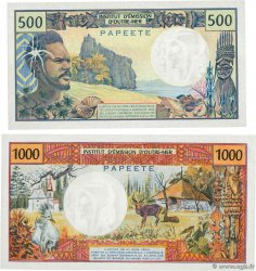 500 et 1000 Francs Lot TAHITI  1985 P.25d et P.27d SC+