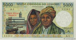 5000 Francs COMOROS  1976 P.09a AU+