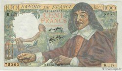 100 Francs DESCARTES FRANCIA  1944 F.27.08 SC+